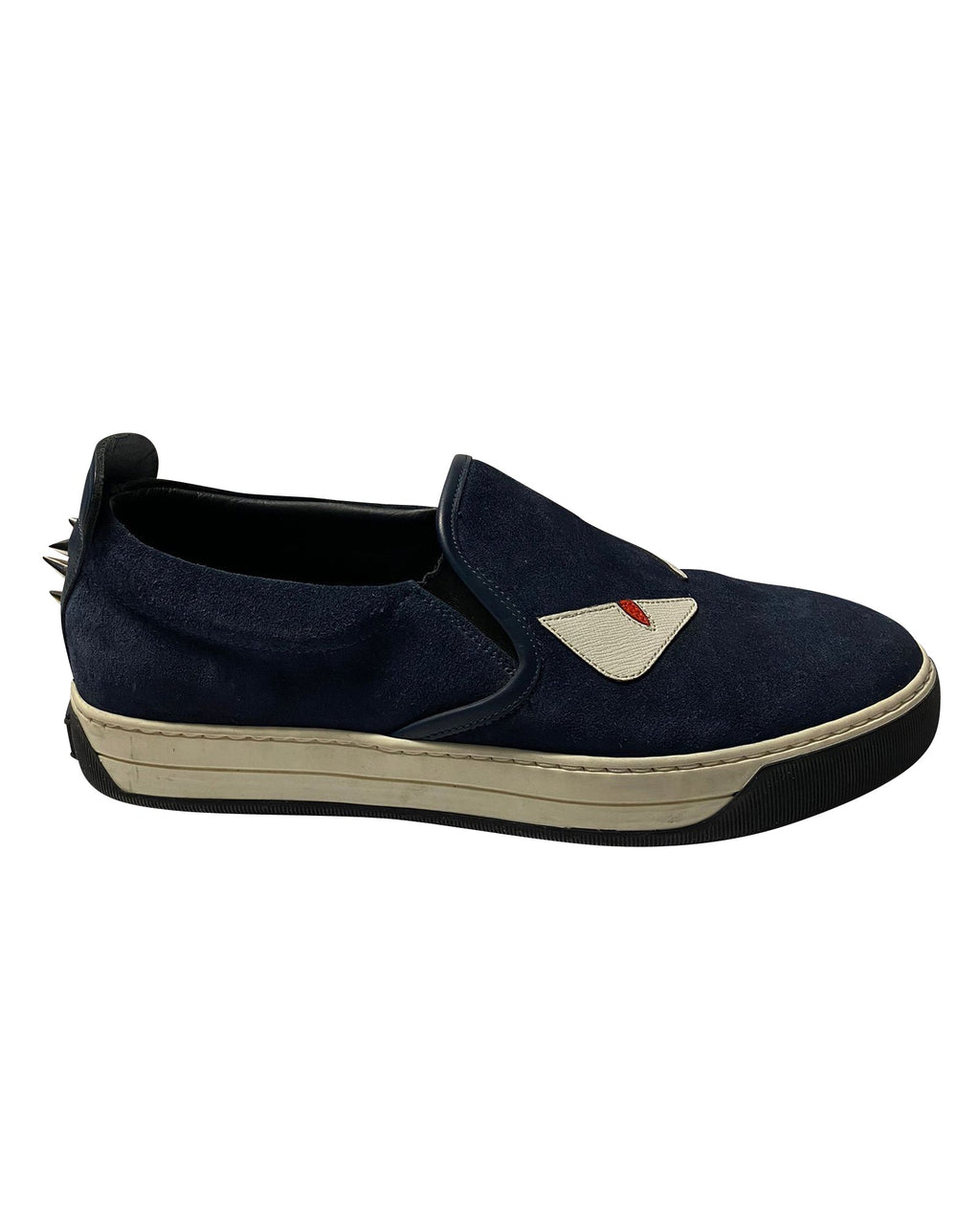 Fendi Monster 3D Eyes Slip-On Sneakers in Navy Blue Suede