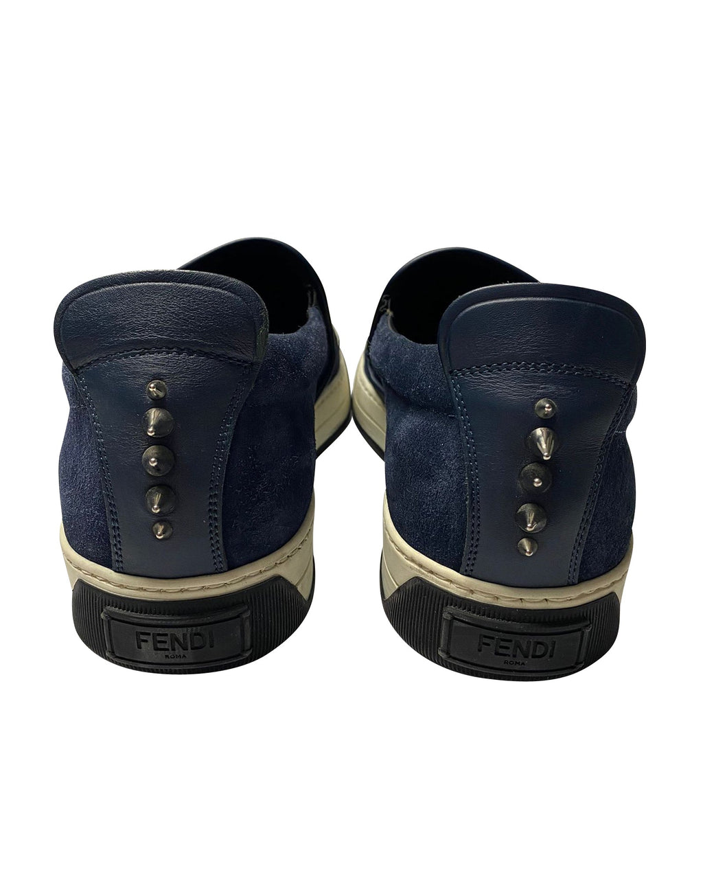Fendi Monster 3D Eyes Slip-On Sneakers in Navy Blue Suede