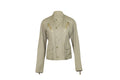 Bottega Veneta Mandarin Collar Jacket in Beige Cotton