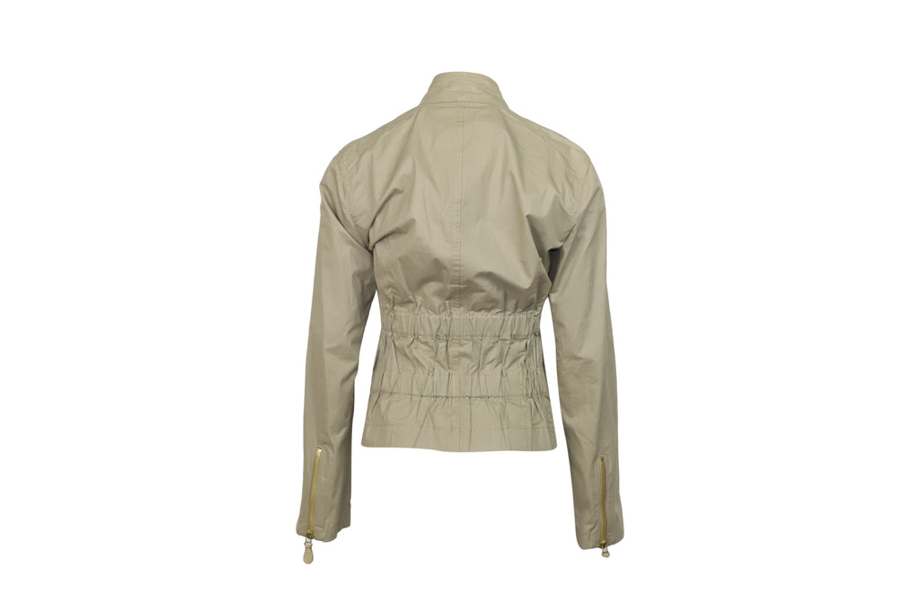 Bottega Veneta Mandarin Collar Jacket in Beige Cotton