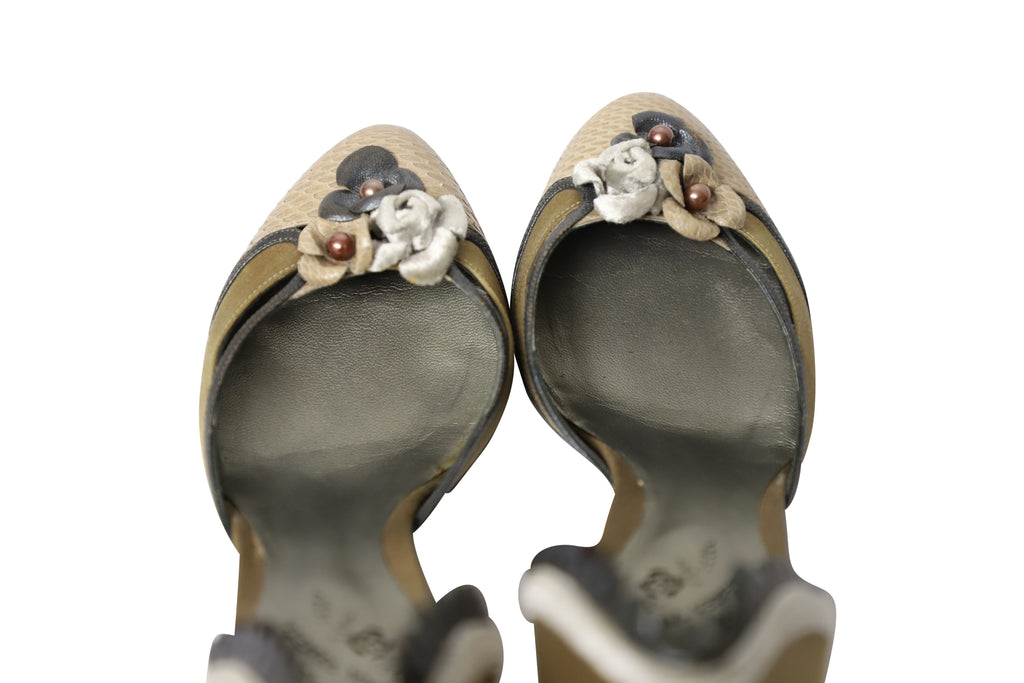 Bottega Veneta Snake Skin Embossed Pumps in Multicolor Leather