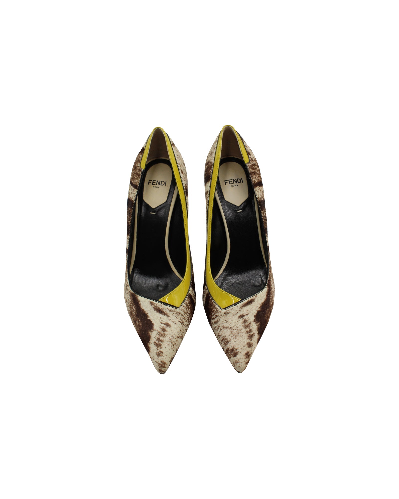 Fendi Pointed Pump in Animal Print Calf Hair Suede