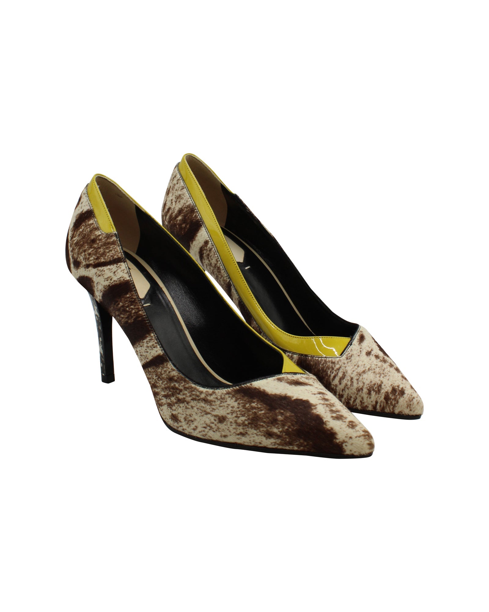 Fendi Pointed Pump in Animal Print Calf Hair Suede