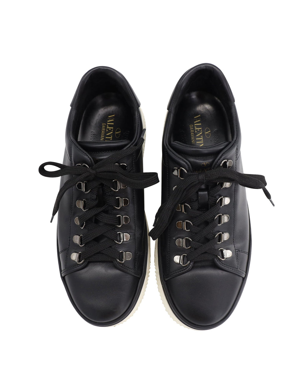 Valentino Garavani Low Top Sneakers in Black Leather