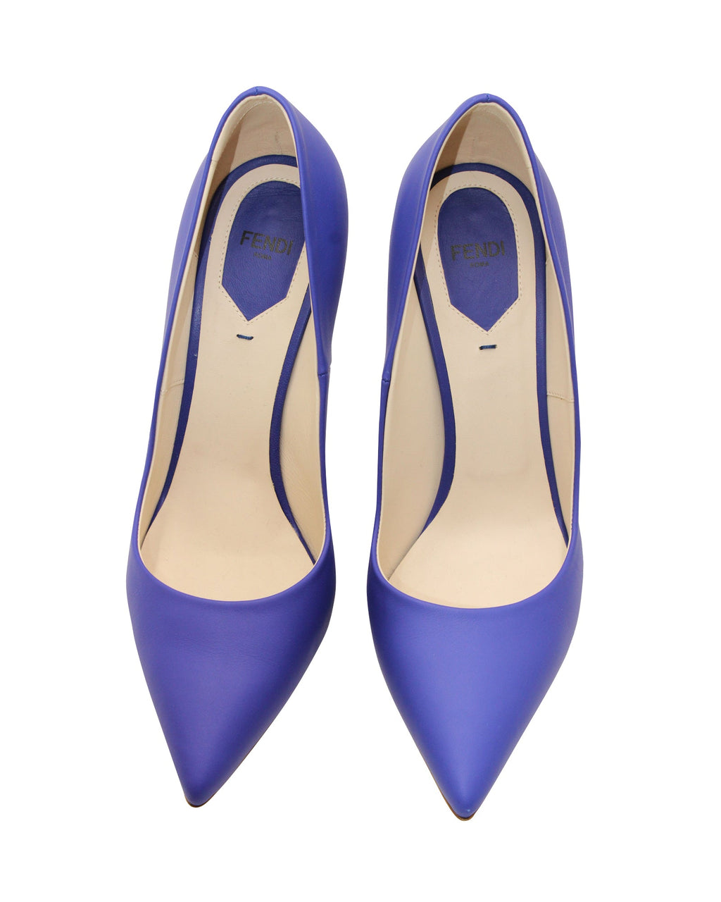Fendi Pointed Toe Pumps in Blue Leather