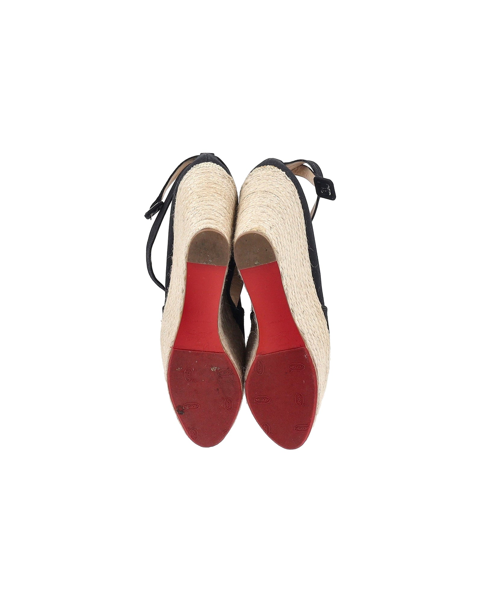 Christian Louboutin Dehia Espadrille Platform Wedge in Black Canvas