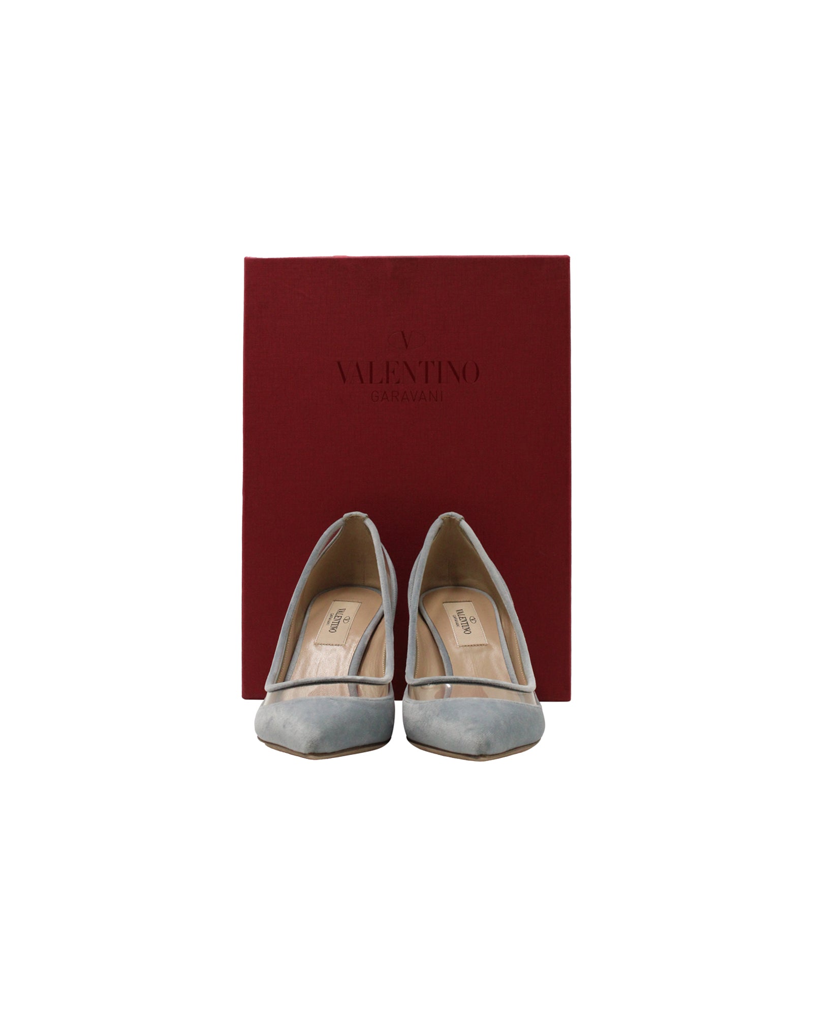 Valentino Celeste Pumps in Light Blue Velvet