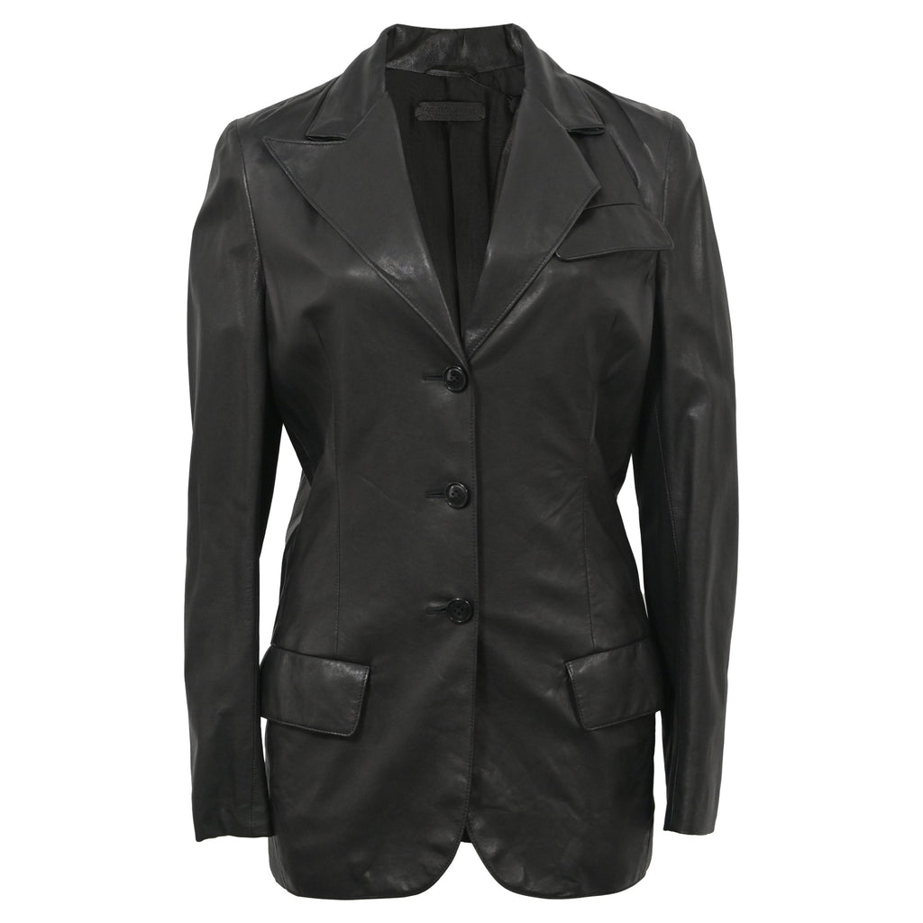 Bottega Veneta Single-Breasted Jacket in Black Leather