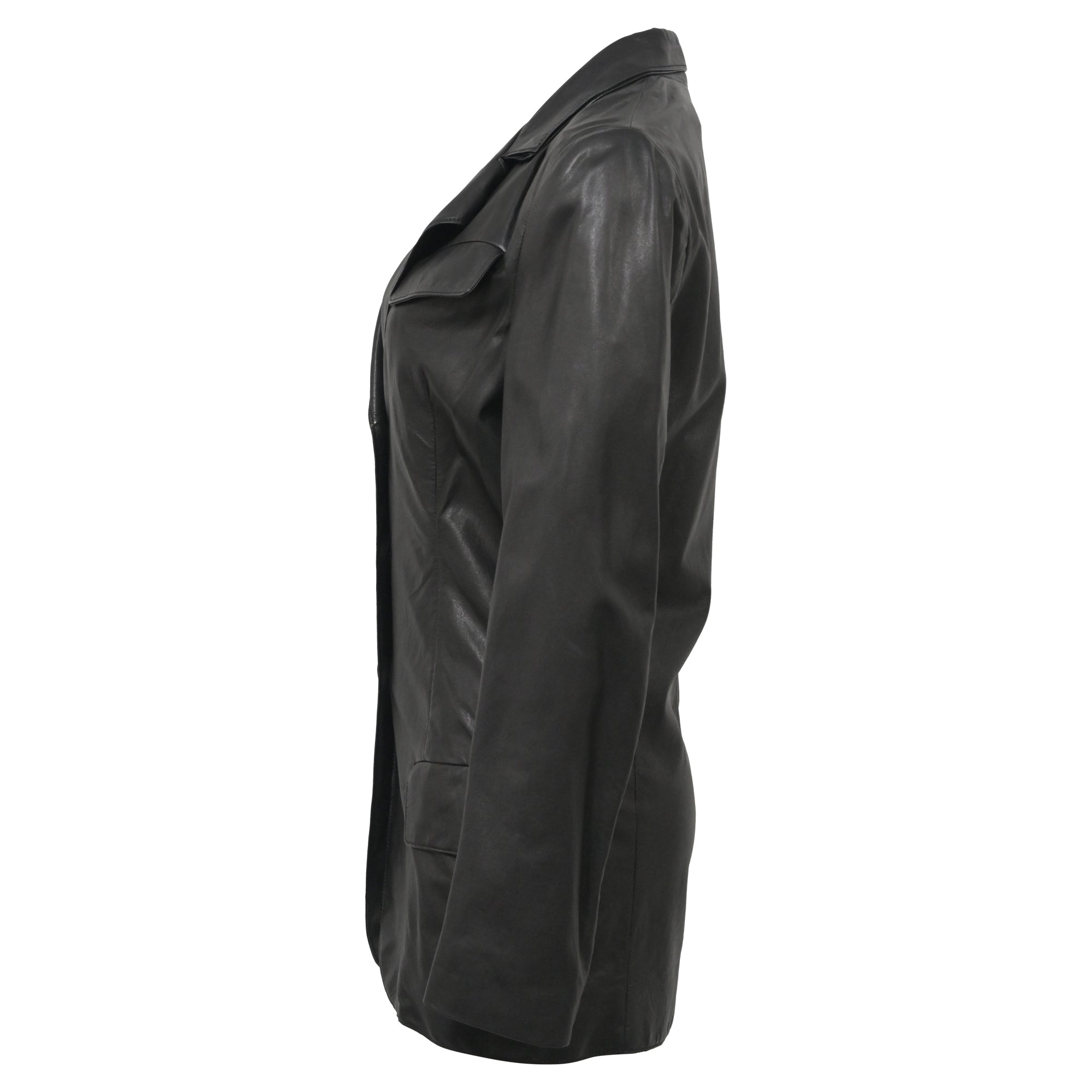 Bottega Veneta Single-Breasted Jacket in Black Leather