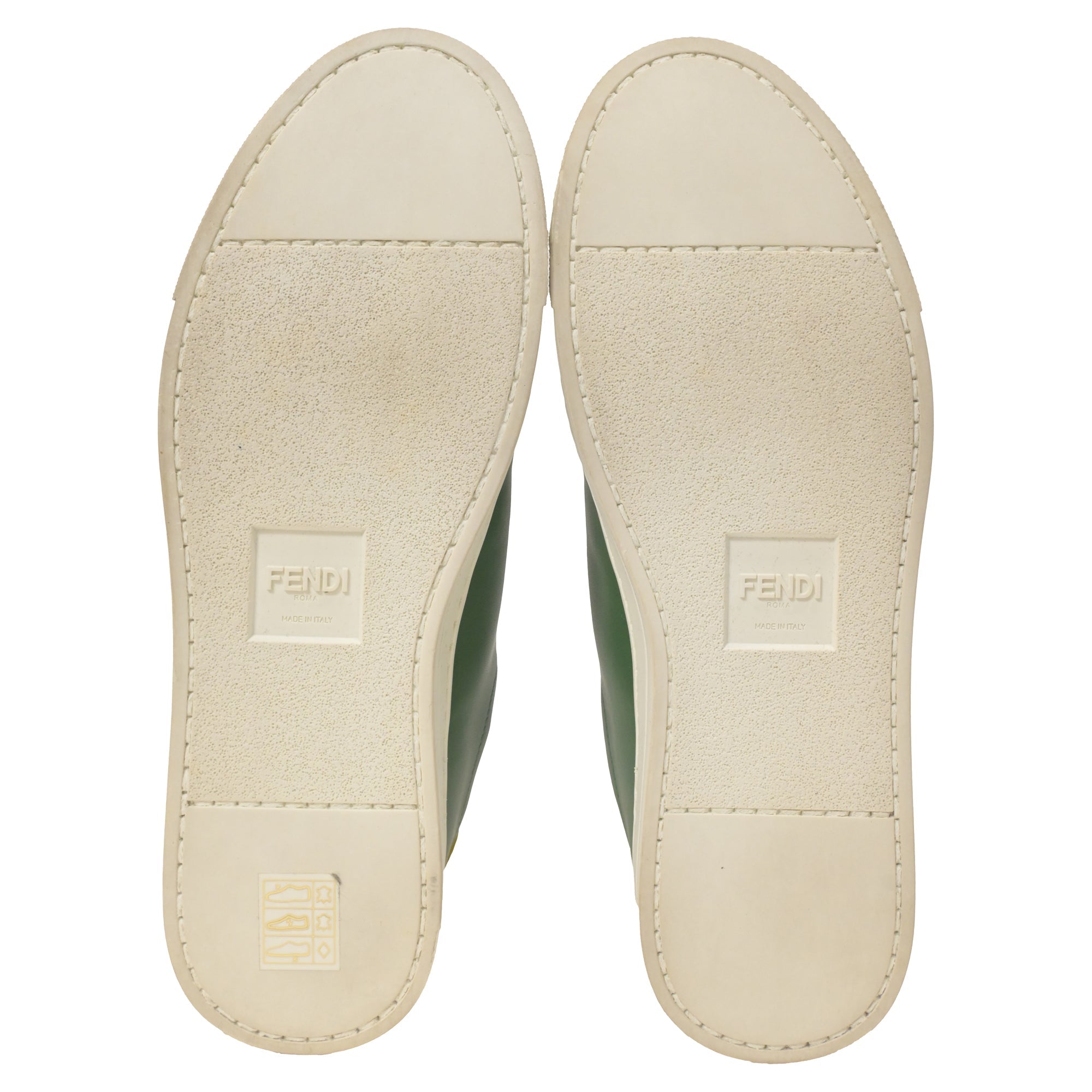 Fendi Vitello Lurex Rockoclick Slip-On Sneakers in Olive Green Leather