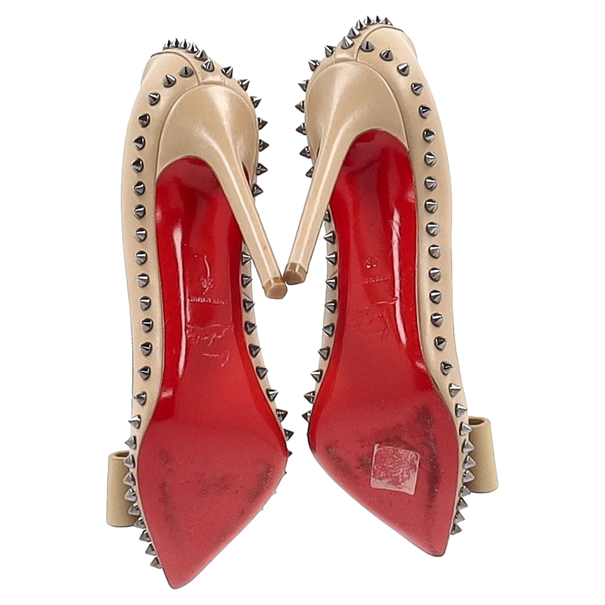 Christian Louboutin Lucifer 120 Spiked Pumps in Nude Leather