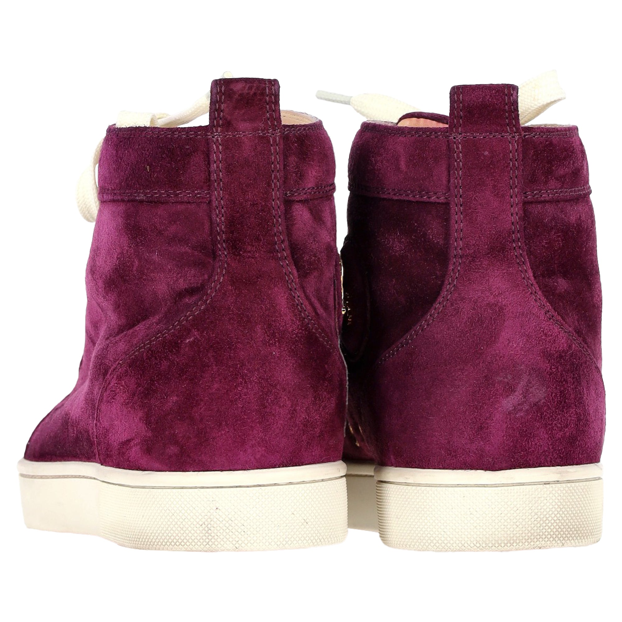Christian Louboutin Rantus High Top Sneakers in Purple Suede