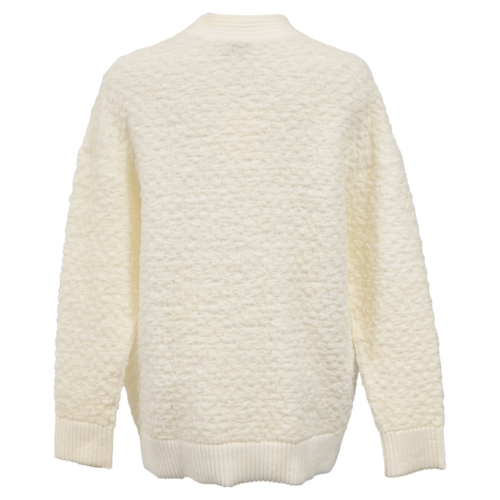 Fendi Textured Button-Down Cardigan in Cream Wool