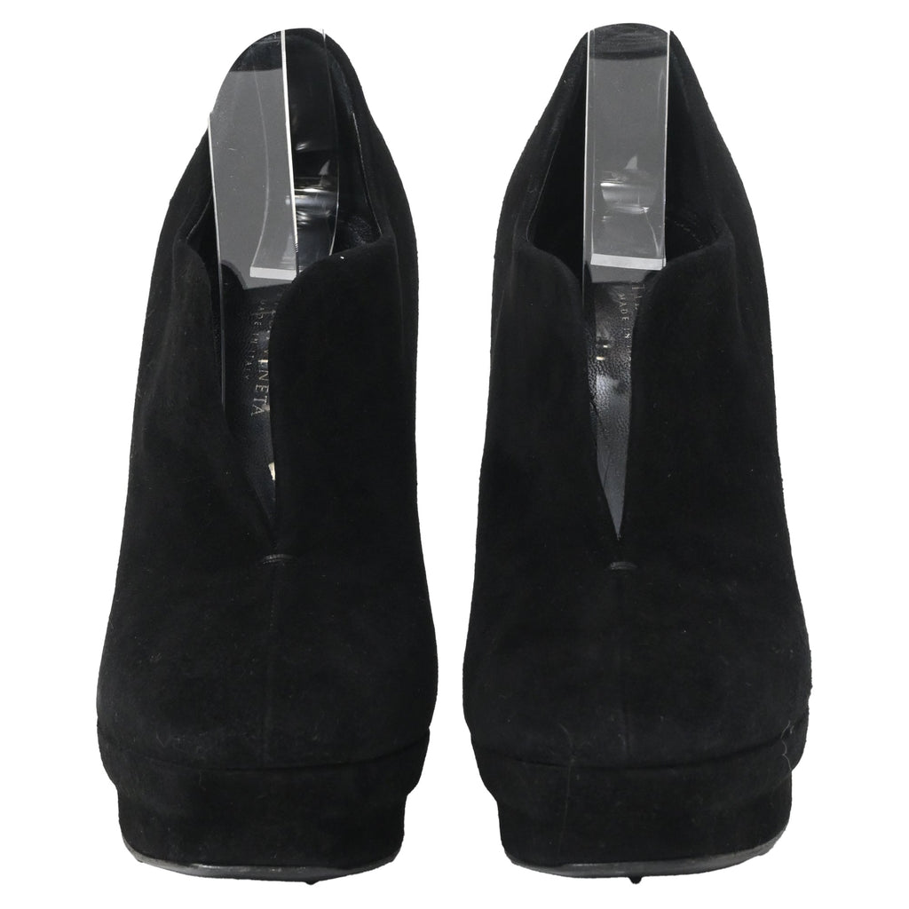 Bottega Veneta Open Platform Ankle Boots in Black Suede