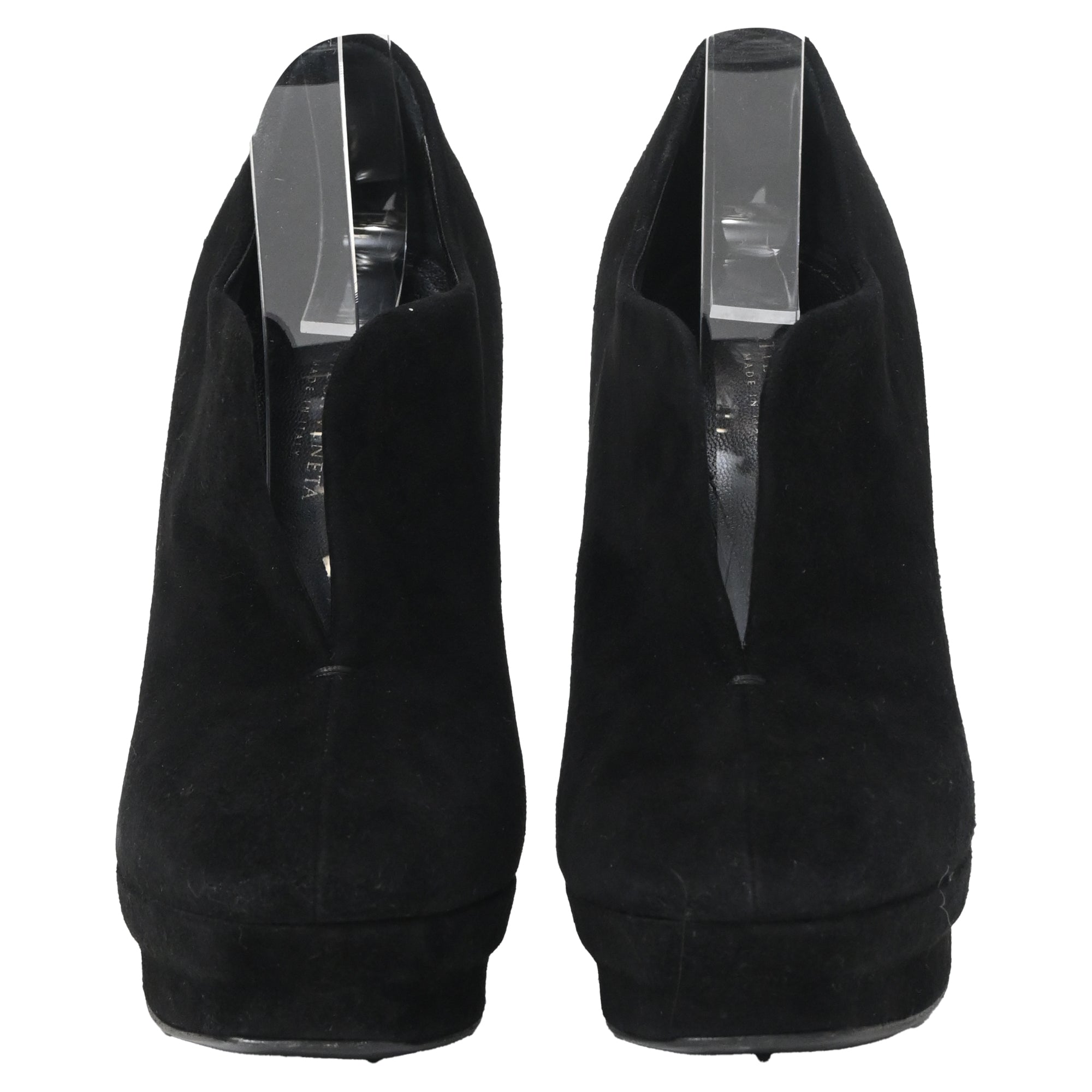Bottega Veneta Open Platform Ankle Boots in Black Suede