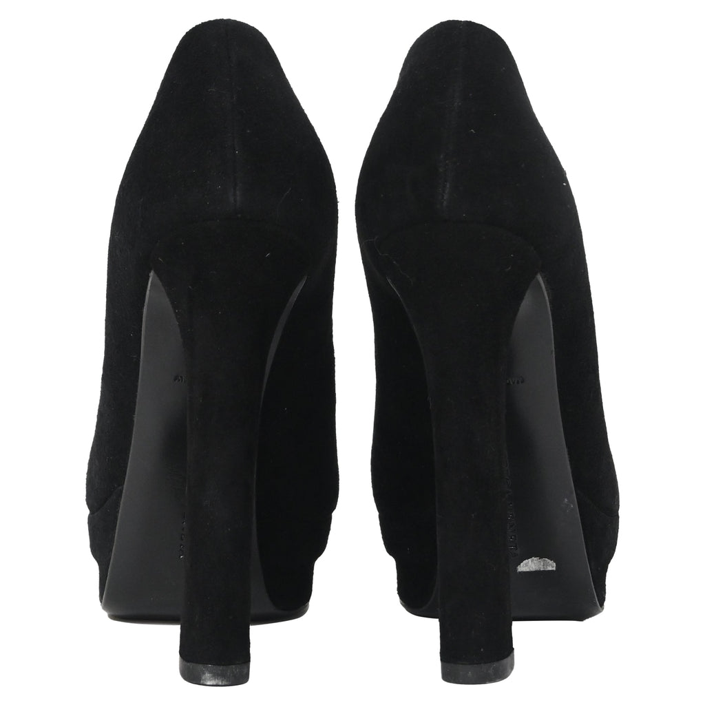 Bottega Veneta Open Platform Ankle Boots in Black Suede