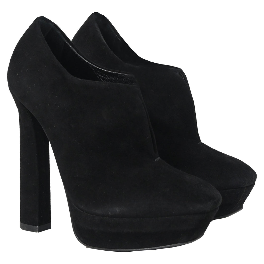 Bottega Veneta Open Platform Ankle Boots in Black Suede