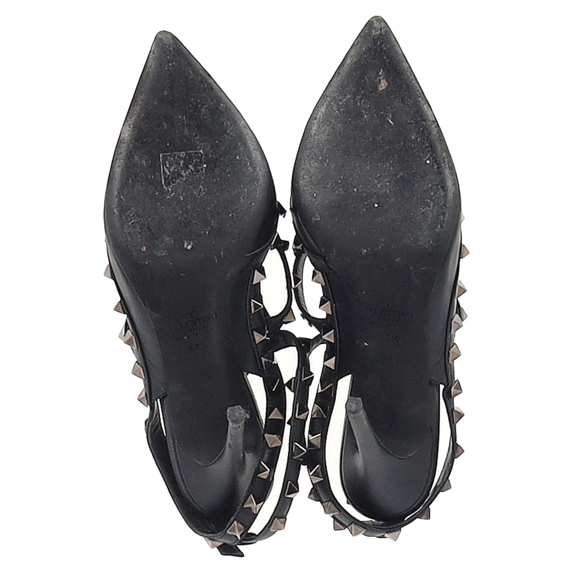 Valentino Garavani Rockstud 100 Caged Pumps in Black Calfskin Leather