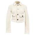 Bottega Veneta Salon 01 Knitted Button-Down Jacket in Cream Cotton