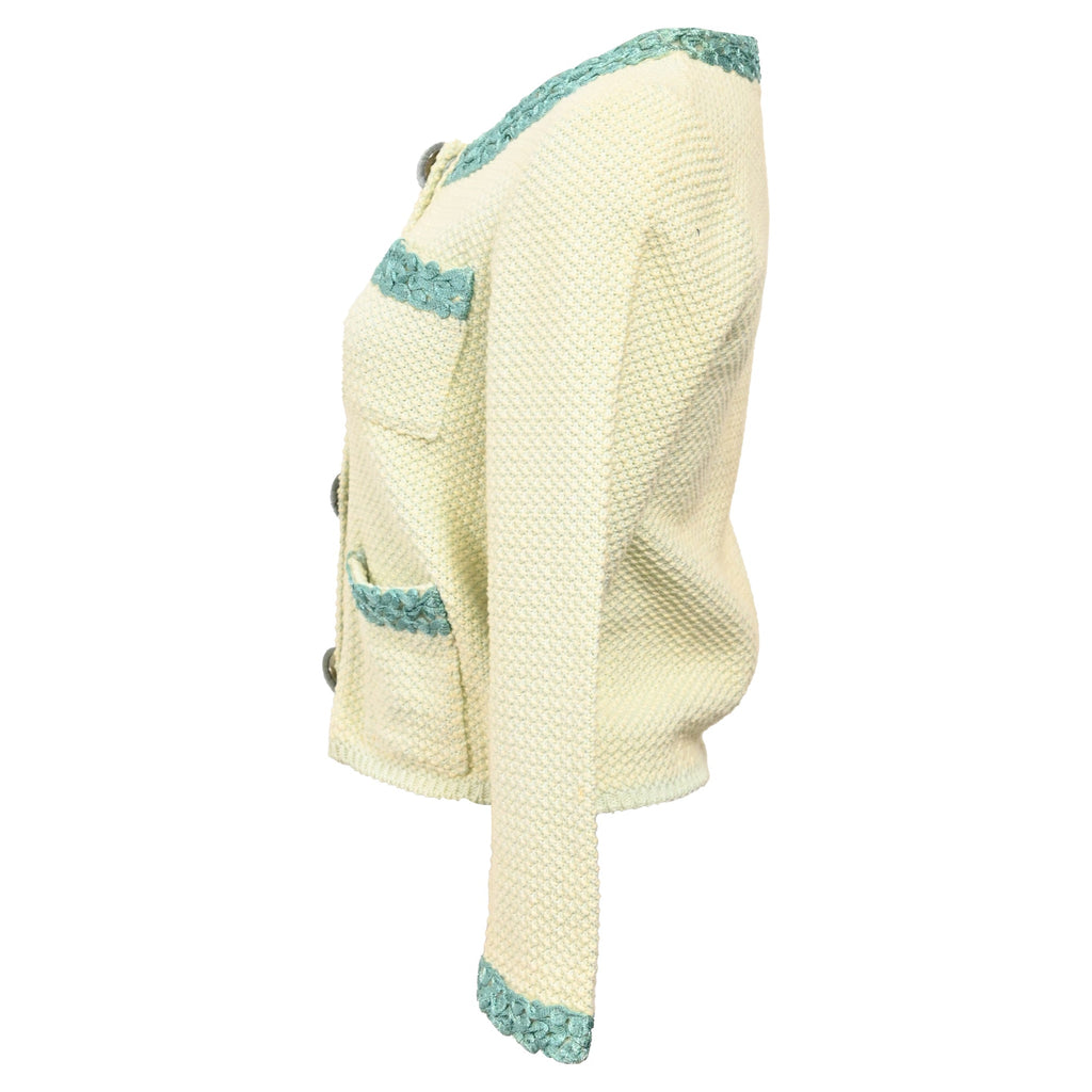Fendi Knitted Embellished-Buttons Cardigan in Yellow Cotton