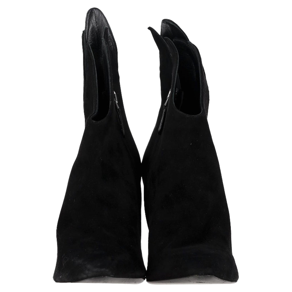 Bottega Veneta Flame Heeled Ankle Boots in Black Suede