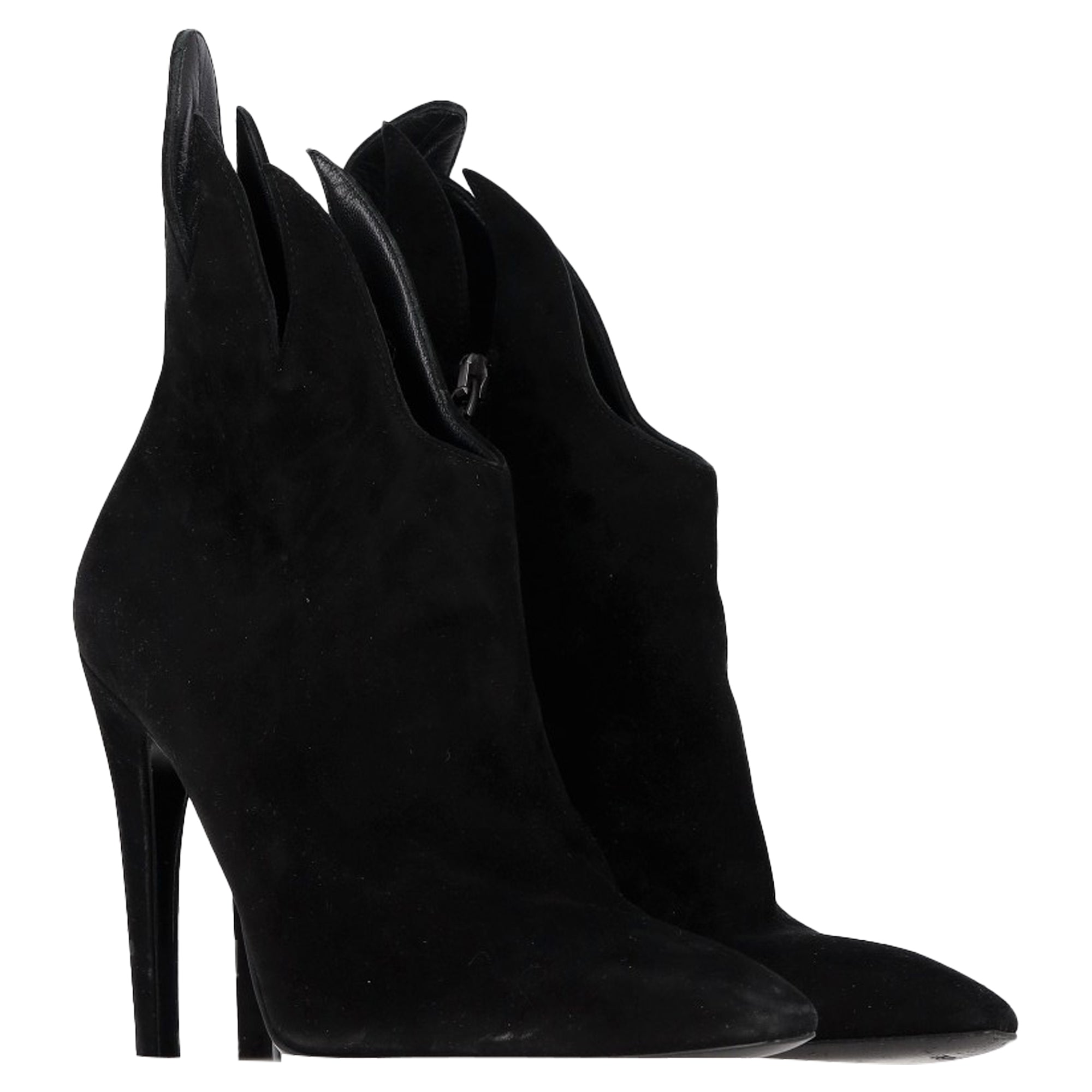 Bottega Veneta Flame Heeled Ankle Boots in Black Suede