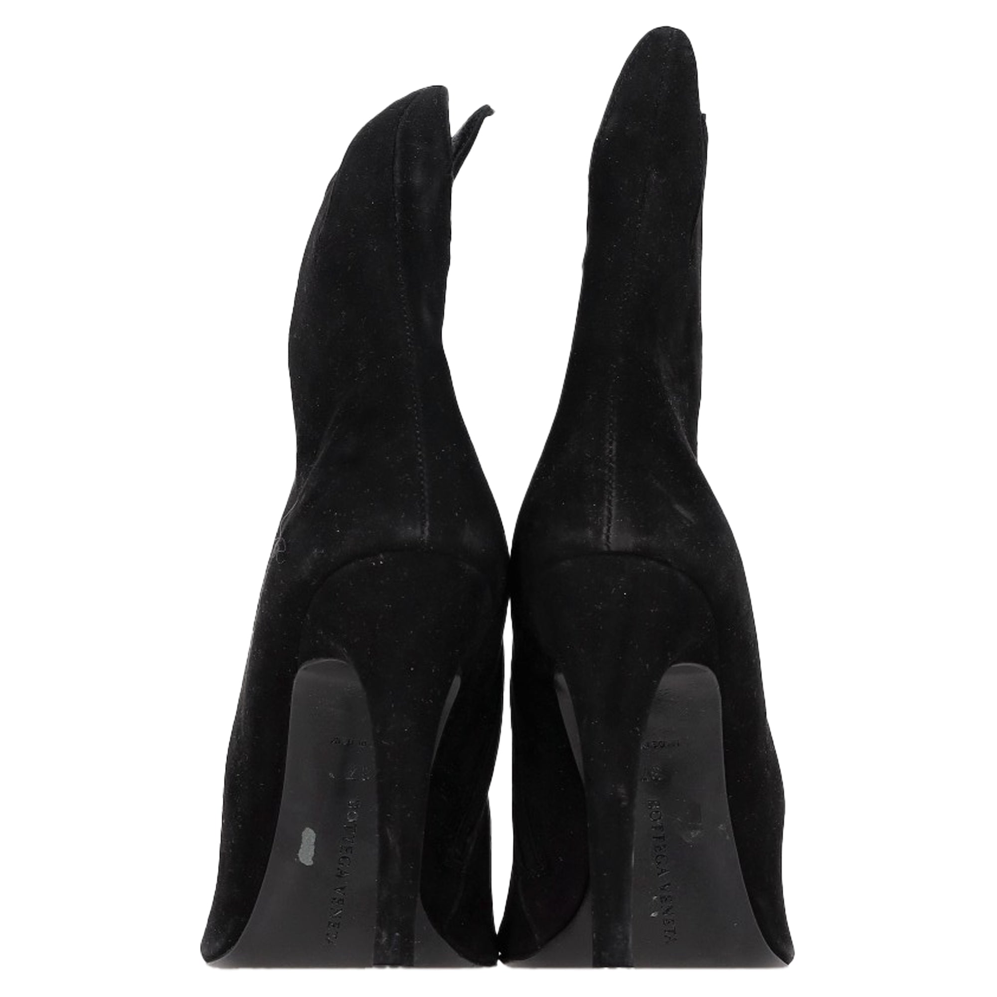 Bottega Veneta Flame Heeled Ankle Boots in Black Suede