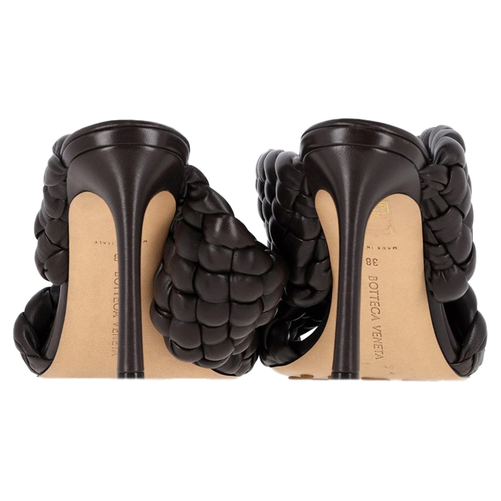 Bottega Veneta Intrecciato Slide Sandals in Brown Leather