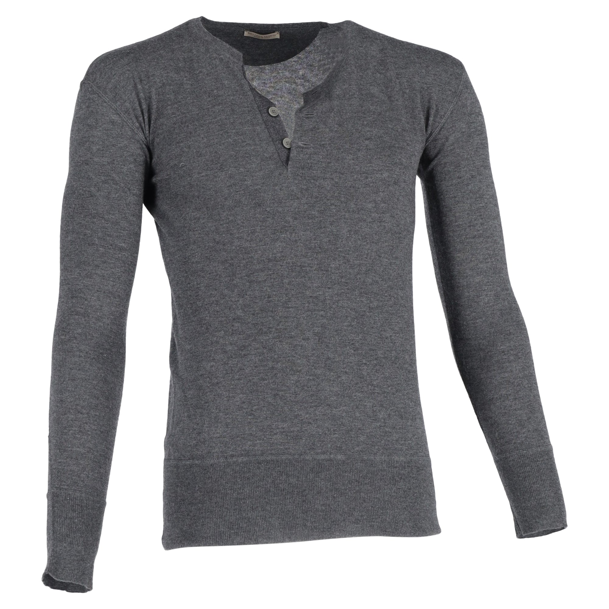 Bottega Veneta Half-Buttoned Sweater in Grey Wool