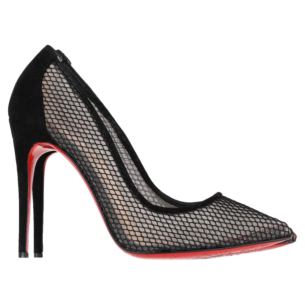 Christian Louboutin Mesh Follies Resille Pumps in Black Suede