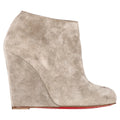 Christian Louboutin Belle Zeppa 100 Wedge Ankle Boots in Grey Suede