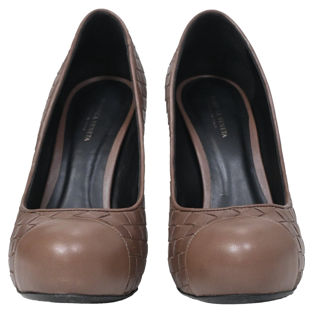 Bottega Veneta Weave Pumps in Brown Intrecciato Leather