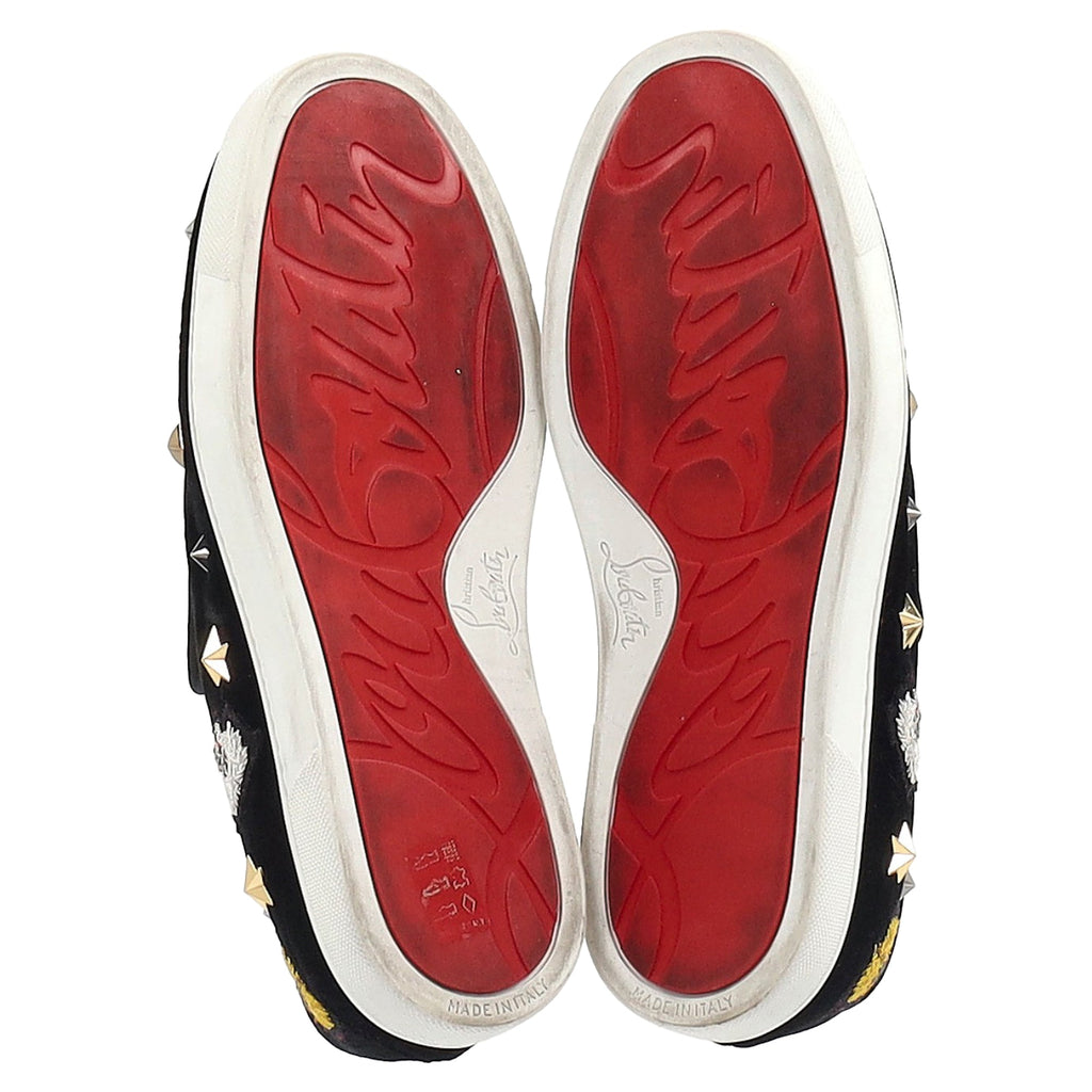 Christian Louboutin Mister Academy Slip On Sneakers In Black Velvet
