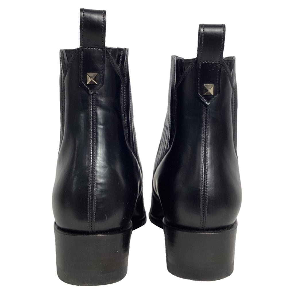 Valentino Garavani Ranch Ankle Cowboy Boots in Black Calf Leather