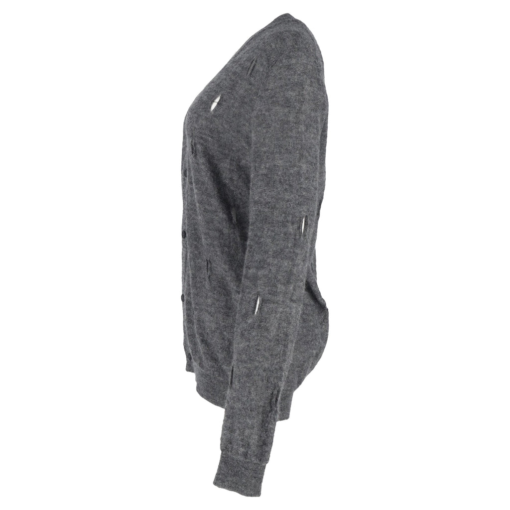 Bottega Veneta Distressed Cardigan in Grey Wool