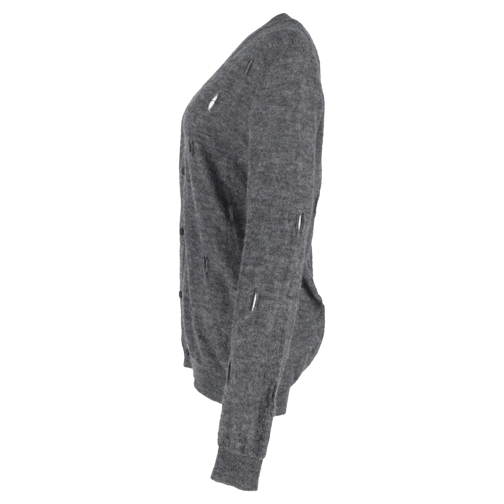 Bottega Veneta Distressed Cardigan in Grey Wool
