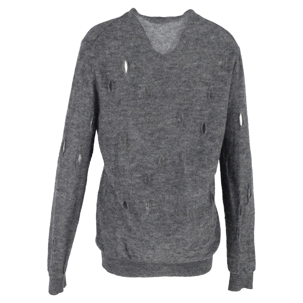Bottega Veneta Distressed Cardigan in Grey Wool