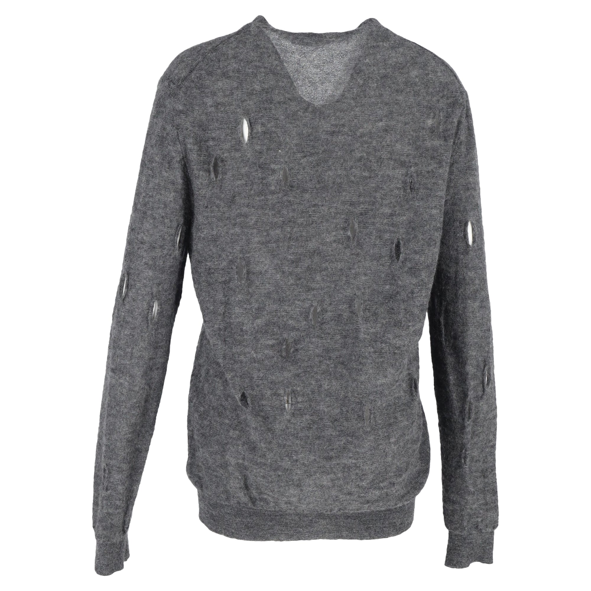 Bottega Veneta Distressed Cardigan in Grey Wool