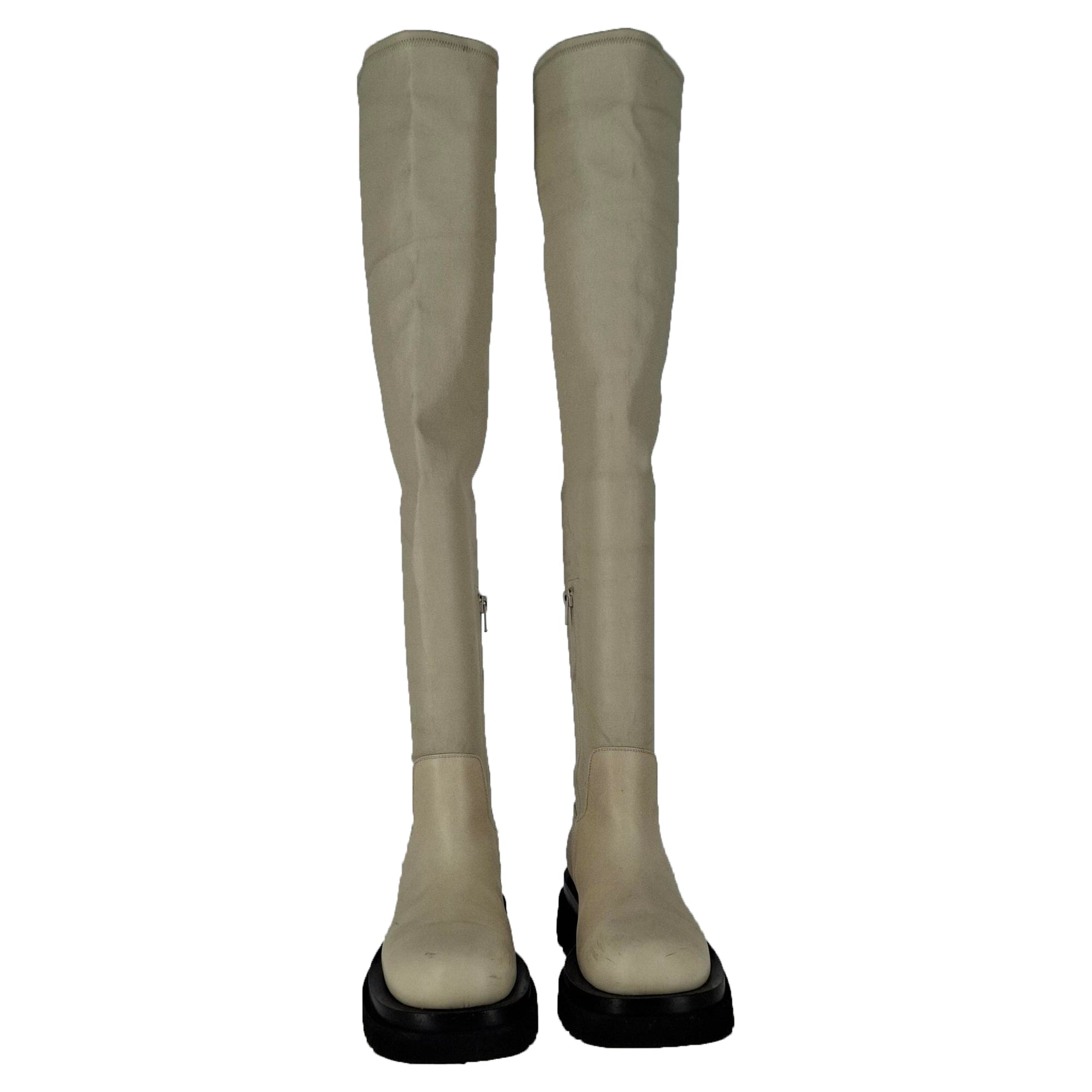 Bottega Veneta The Lug Over-The-Knee Boots in Ivory Leather