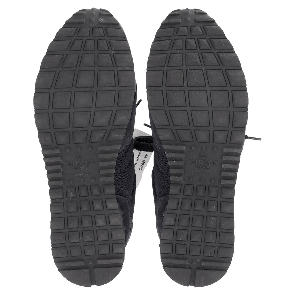 Valentino Garavani Rockrunner Sneakers in Navy Blue Mixed Media