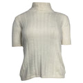 Valentino Garavani Knitted Turtleneck Short Sleeve Top in Ivory Wool