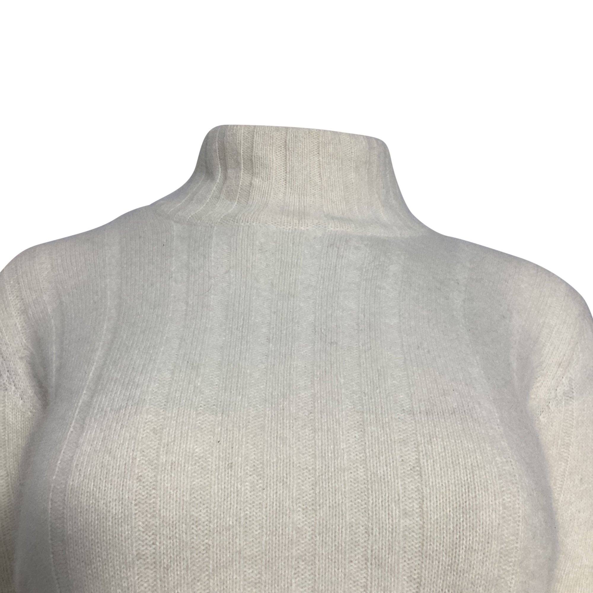 Valentino Garavani Knitted Turtleneck Short Sleeve Top in Ivory Wool