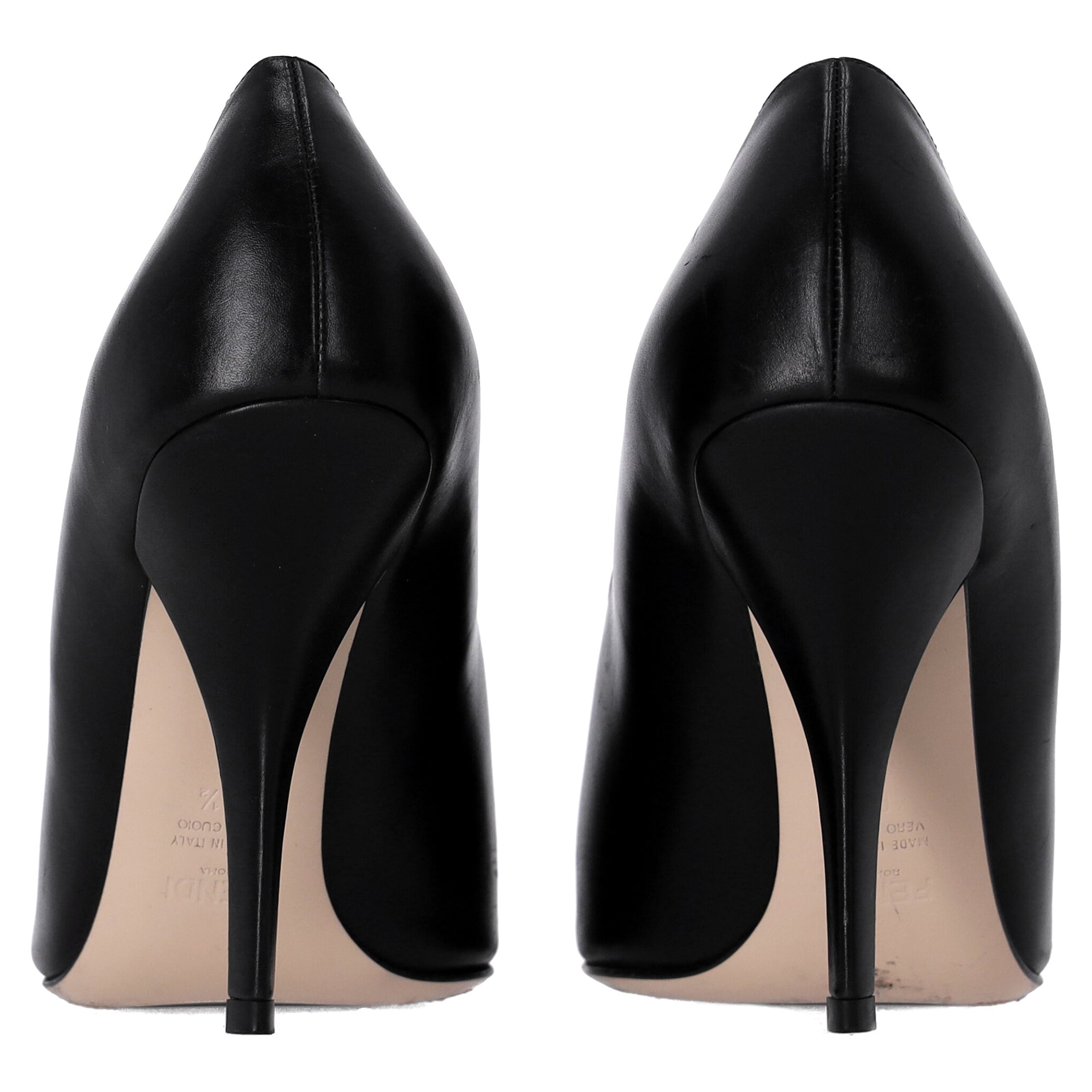 Fendi Pointed Pumps in Black and Nude Leather
