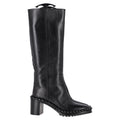 Valentino Garavani Rope Mid-Calf Block Heel Boots in Black Leather