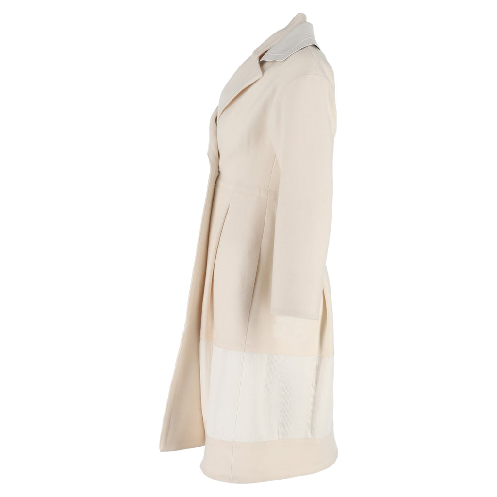 Fendi Double-Breasted Coat in Cream Wool