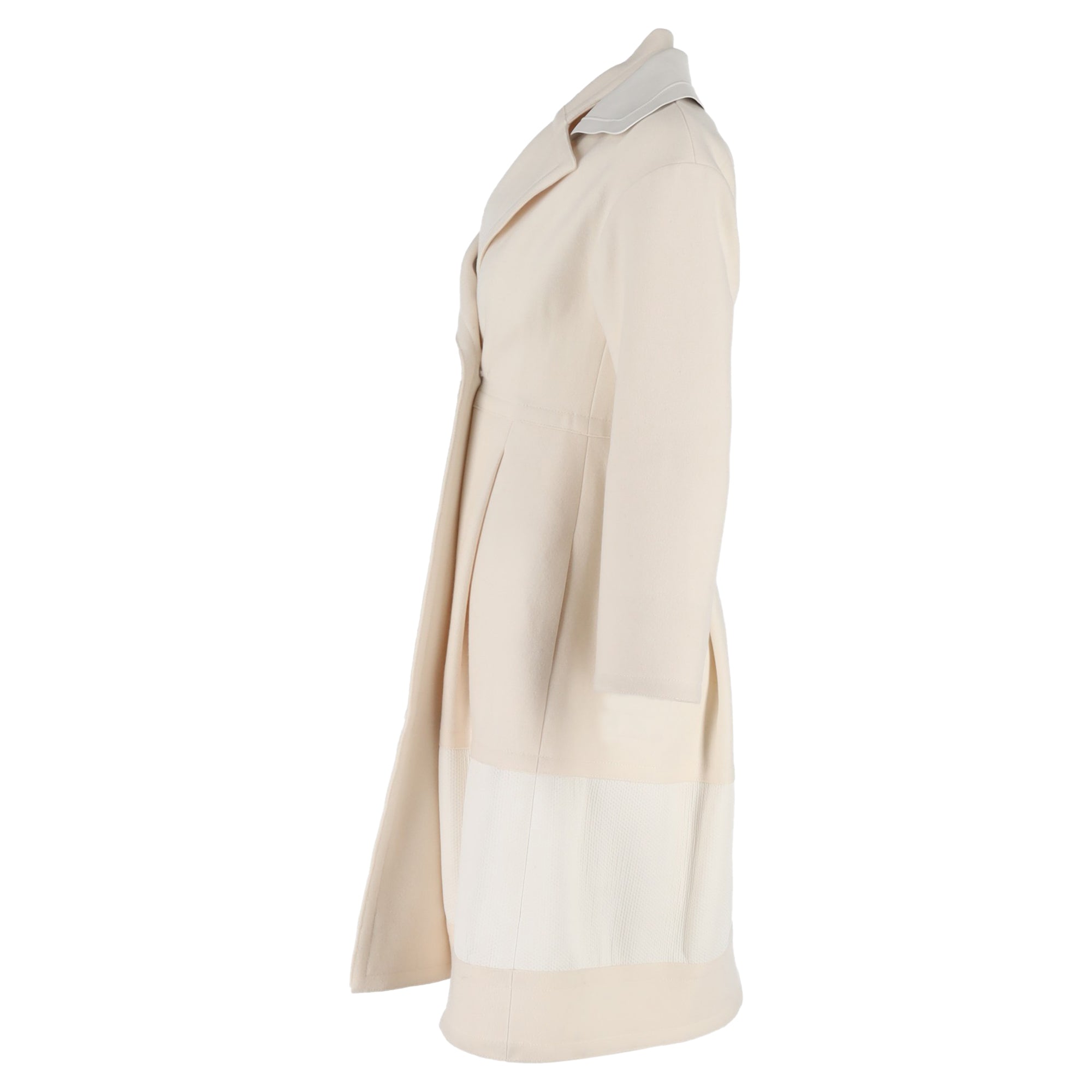 Fendi Double-Breasted Coat in Cream Wool