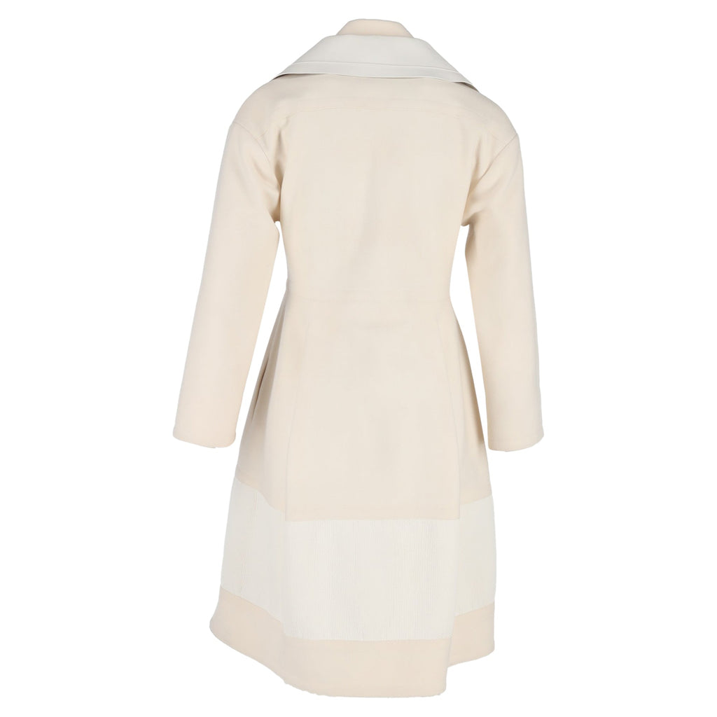 Fendi Double-Breasted Coat in Cream Wool