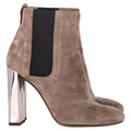 Fendi High-Heeled Chelsea Boots in Brown Suede