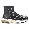 Valentino Garavani Crystal-Embellished Sneakers in Black Leather