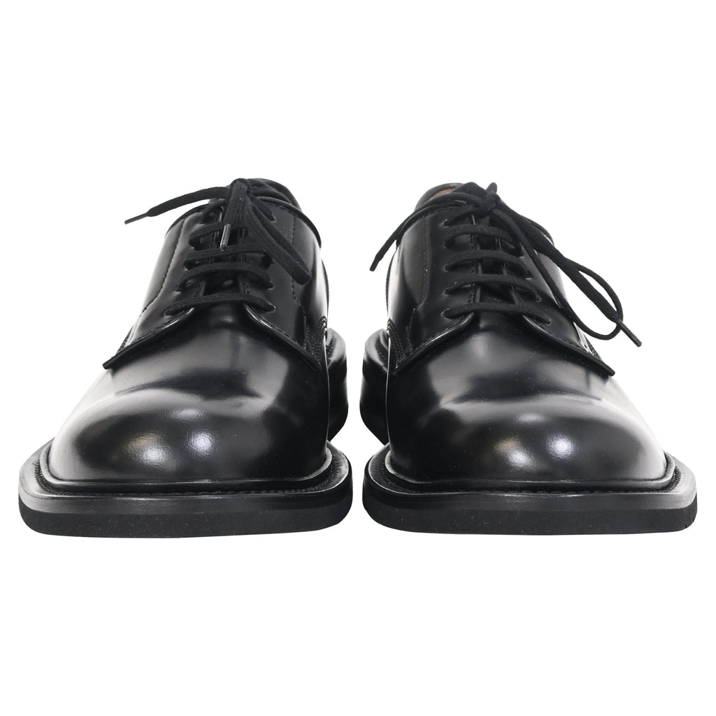 Bottega Veneta The Level Panelled Derby Shoes in Black Leather